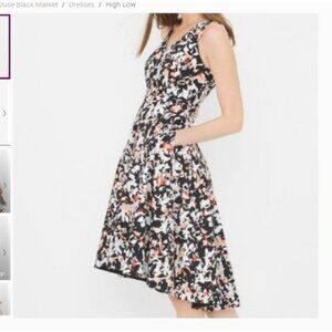 White House Black Market Womens Dress Size 8 Floral Print Sleeveless  Lace Trim